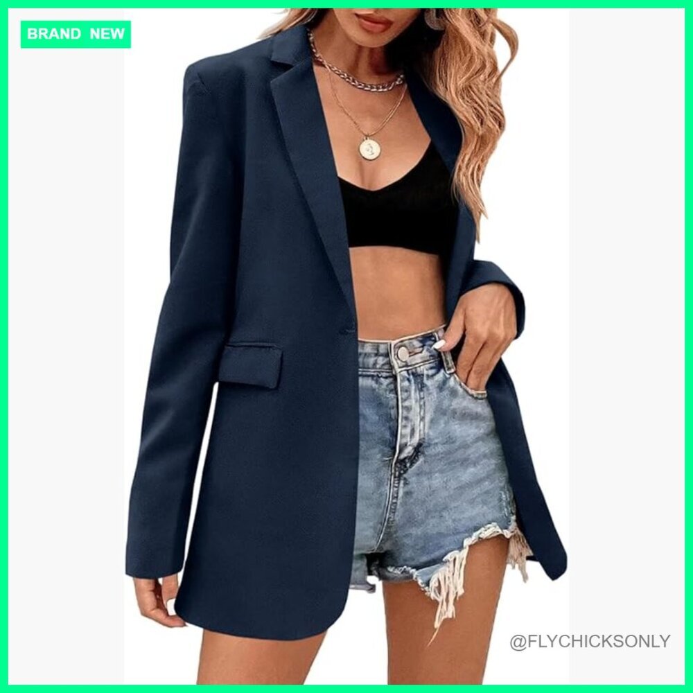 Casual Long Sleeve Lapel Oversized Button Blazer Suit Jacket